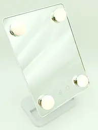 Дзеркало для макіяжу з LED підсвічуванням на підставці холодне нейтральне тепле світло Cosmetie Mirror HH083 білий - мініатюра 4