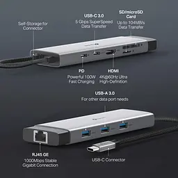USB-Хаб TP-Link USB Type-C 9-в-1 (UH9120C) - мініатюра 13