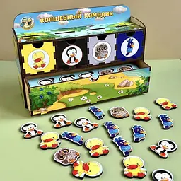 Дерев'яна настільна гра "Птахи" сортер-комодик Ubumblebees 24х15х6 см igr0001505 - мініатюра 3