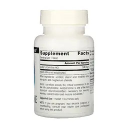 Вітамінно-мінеральний комплекс Source Naturals Ацетил-L-Карнітин 500 мг, Acetyl L-Carnitine, 60 таблеток (SNS-00499) - мініатюра 2