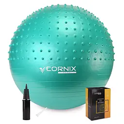 М'яч для фітнесу (фітбол) Cornix 65 см напівмасажний Anti-Burst Mint XR-0480