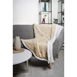 Ковдра Soho Plush hugs Beige флісова, 220х200 см, бежева з білим (1225К) - мініатюра 4