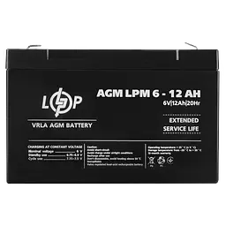 Акумулятор AGM LogicPower LPM 6 V - 12 Ah (LP4159) - мініатюра 4