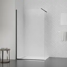 Душова перегородка Qtap Walk-In Standard BLM2011.C8 100x200 см, скло Clear 8 мм, покриття CalcLess, прозорий, чорний - мініатюра 6