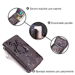 Містке жіноче портмоне з лакованої фактурної шкіри KARYA 21429 коричневий - мініатюра 10