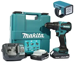 Шурупокрут акумуляторний з ударним режимом Makita DHP490WVE та ліхтар Makita DML186 (65 Нм, 1.5-13 мм, BL, LXT Basic) - мініатюра 1