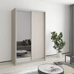 Шафа-купе дводверна MebelStar Стандарт AL ДСП/Дзеркало 130x45x210 см Кашемір (MBS-2381)