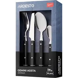 Набір столових приборів Ardesto Gemini Aosta чорний 16 шт. (AR1916AS) - мініатюра 6
