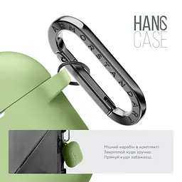 Силіконовий чохол для навушників Apple AirPods Pro, Hang Case, зелений, ультратонкий захисний кейс товщиною 2 мм, захист від подряпин, пилу та ударів, компактний, з карабіном для кріплення, ArmorStandart (ARM56061) - мініатюра 4