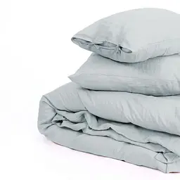 Комплект постільної білизни MirSon Natural Linen Caspian льон полуторний сіро-блакитний (2200008248222) - мініатюра 2