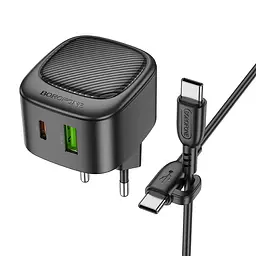 МЗП Borofone BAS22A Fortune PD20W+QC3.0 (1USB-A/1C) + кабель Type-C to Type-C Black