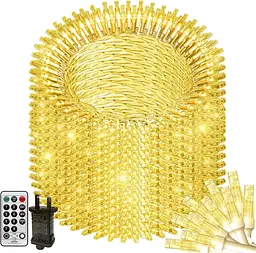 THKFUL 100M 800LED Різдвяні казкові вогні Відкритий Plug, Довгі різдвяні вогні Crystal з дистанційним таймером, Садові гірлянди