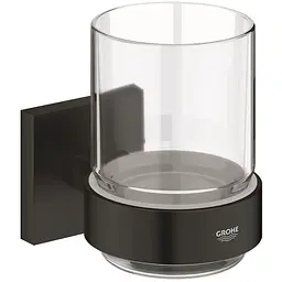 Склянка з тримачем для ванної кімнати Grohe QuickFix Start Cube 410972430 чорний