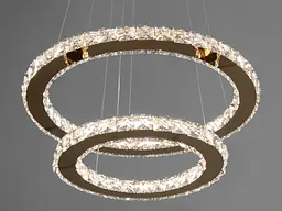 Люстра стельова LED Diasha 7206-6W/480+340G "Кришталеві кільця", 55W, 3025 лм, золото, для коридору, кухні, спальні - мініатюра 3