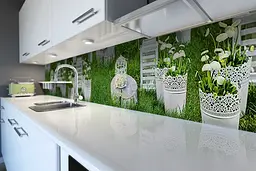 Кухонний фартух Королівський сад вінілова наклейка ПВХ квіти трава Зелений 60х200 см Happy Pocket Z180778 - мініатюра 6