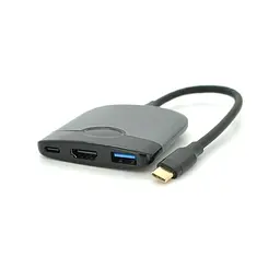 Хаб Voltronic Type-C(тато) пластиковий, HDMI(мама)+USB3.0(мама)+PD(мама), 23cm, Black - мініатюра 2