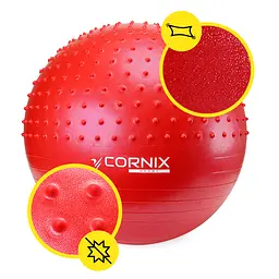 М'яч для фітнесу (фітбол) Cornix 65 см напівмасажний Anti-Burst Red XR-0478 - мініатюра 6