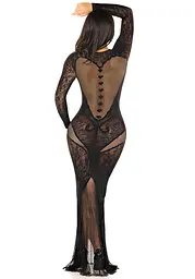 Сукня з довгим рукавом Leg Avenue Lace and Net Bodycon Gown One Size, Black - мініатюра 3