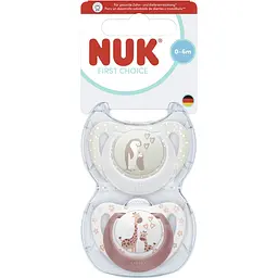 Пустушка Nuk First Choice силікон розмір 1 0-6 міс. пінгвін жираф 2 шт. (3954181)