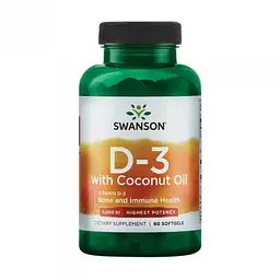 Олія 5000 IU Swanson (D3 with Coconut oil) - 60 софтгелів