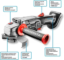 Шліфмашина кутова акумуляторна Energy + 115мм 18В Graphite teh0025537 - мініатюра 4