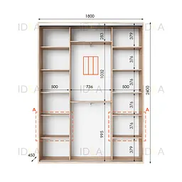 Шафа-купе Idea серія 3 180 x 45 x 240 см Дуб сонома Дзеркало - мініатюра 2