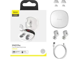 Навушники TWS BASEUS WM01 Plus White (NGTW370102) - мініатюра 6