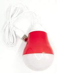 USB-світильник з LED-лампочкою Dengos, шнур ~1м, 5V, 5W, Червоний (LED-BULB-5V5W-ЧЕРВОНИЙ)