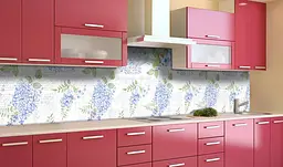 Вініловий кухонний фартух Блакитні пишні квіти наклейка для кухні ПВХ Прованс 60х250 см Happy Pocket Z181641 - мініатюра 2