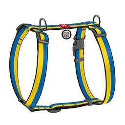 Шлея для собак анатомічна H-образна Waudog Nylon з QR-паспортом малюнок Colors of freedom Розмір L