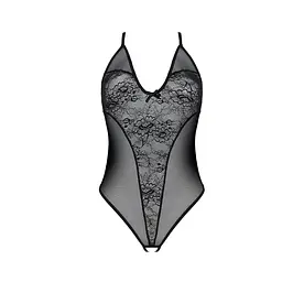 Боді з ажурним декором та відкритим кроком Passion URSULA BODY L/XL, black - мініатюра 3