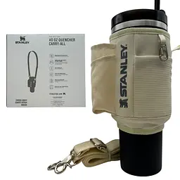Чохол-сумка для термокухля Stanley Quencher 1,18 л (40 oz) з ремінцем і кишенями KT7001804 молочного кольору
