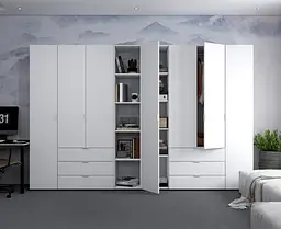 Комплект Doros Гелар з Етажеркою Білий 3+4 ДСП 309.4х49.5х203.4 (42005037) - мініатюра 2
