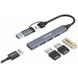 Концентратор Canyon hub DS-02 4in1 USB-A/C Grey (CNS-TDS02G) - мініатюра 3