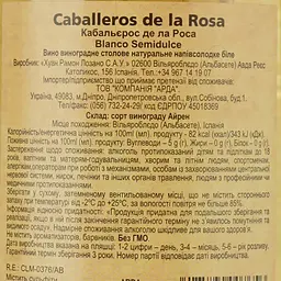 Упаковка вина Lozano Caballeros de la Rosa Blanco Semidulce біле напівсолодке 4.5 л (0.75 л x 6 шт.) - мініатюра 5