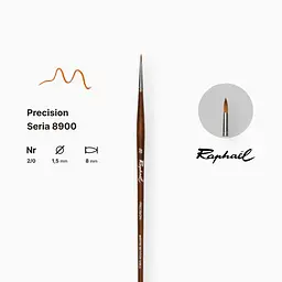 Пензель синтетика кругла Raphael Precision, №2/0, для акрилу та олії, довга ручка - мініатюра 2