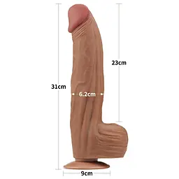 Фалоімітатор LoveToy Sliding-Skin Dual Layer Dong King Sized 31 см коричневий - мініатюра 16