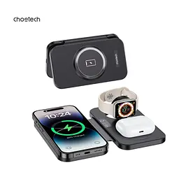Зарядное устройство для Choetech Wireless magnetic 3-in-1 15W black (T616-F) - миниатюра 2