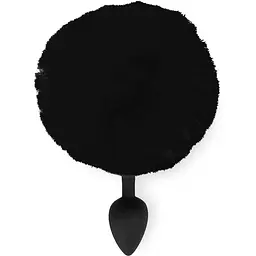 Силіконова анальна пробка М Art of Sex - silicone Bunny Tails Butt Plug Black - мініатюра 2