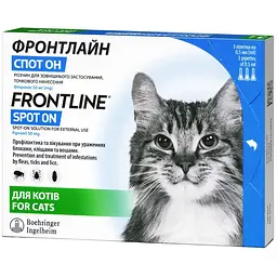 Краплі Boehringer Ingelheim Frontline Spot On від бліх та кліщів для котів від 1 кг 1.5 мл (3 шт. х 0.5 мл) (159921) - мініатюра 2