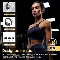 Бездротові спортивні навушники HD65 із зарядним кейсом і мікрофоном Bluetooth-навушники для спорту Чорні - мініатюра 3