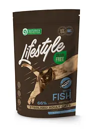Сухий беззерновий корм для стерилізованих котів Nature's Protection Lifestyle White Fish Sterilised, риба, 400г