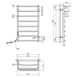Сушарка для рушників електрична Kroner KRP Prima EL900x500-8 (CV036338) - мініатюра 6