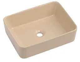 Раковина накладна Qtap Tern Beige, прямокутна, з донним клапаном QT17116069SB - мініатюра 1