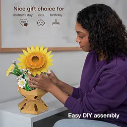 Тривимірна головоломка-конструктор Cubic Fun Flower Bouquet Sunflower Букет квітів Соняшник (W3303h) - мініатюра 4