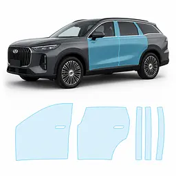 Антигравійна захисна бронеплівка за лекалами для Chery Tiggo 9 (PHEV) I 2023- зони дверей і стійки вікон