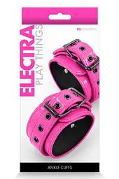 БДСМ-окови наручники манжети для зап’ясть NS Novelties ELECTRA WRIST CUFFS PINK — рожеві, неопренова підкладка - мініатюра 2