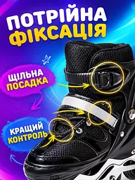 Дитячі ролики для дівчинки, хлопчика S 31-34, розсувні з колесом що світиться чорні (49676203) - мініатюра 6