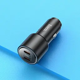 Зарядний пристрій 2 виходи USB-C - HOCO NZ3 Clear way dual port PD car charger 40W чорний - мініатюра 6