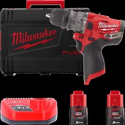 Дриль-шуруповерт акумуляторний безщітковий ударний MILWAUKEE, M12 FPDX-202X, 37Нм (ЗУ.2х2Аг, HDкейс)